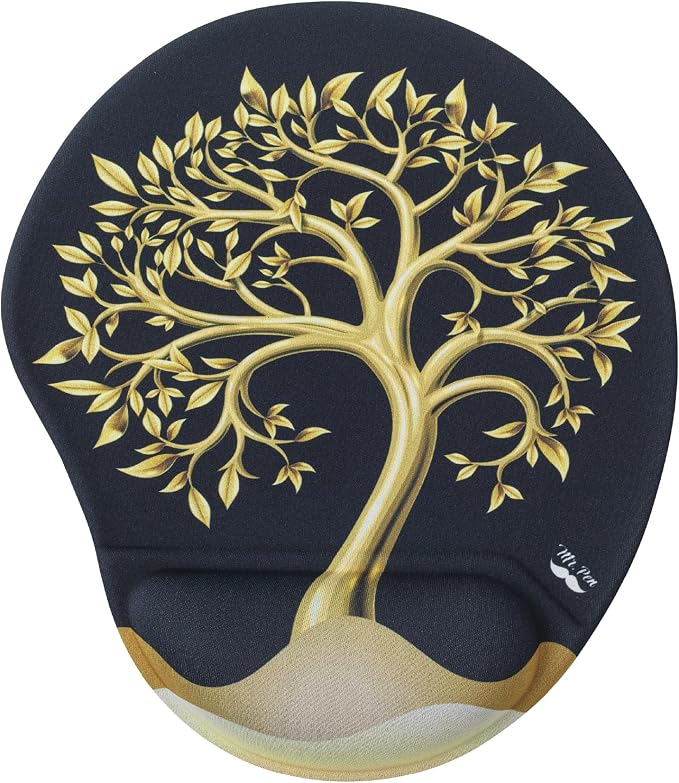 Mr. Pen- Ergonomic Mouse Pad with Wrist Rest, Golden Tree Design, Breathable Fabric with Memory Foam Cushion, Non-Slip Rubber Base, Gel Mouse Pad with Wrist Support