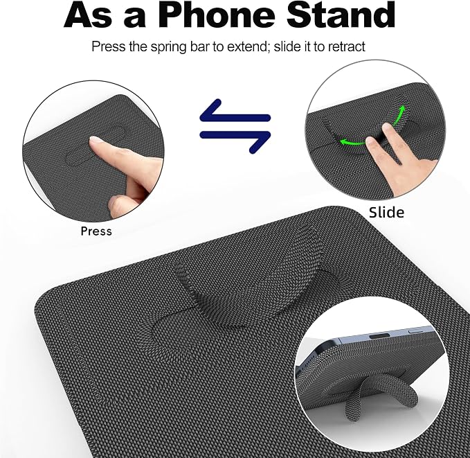 Foldable Wireless Charging Mouse Pad with Writing Tablet,15W Qi Magnetic Fast Charging Travel Mouse Pad,Multi-Functional PU Leather Mat Charging Pad for iPhone Samsung iWatch,Office Home Accessories