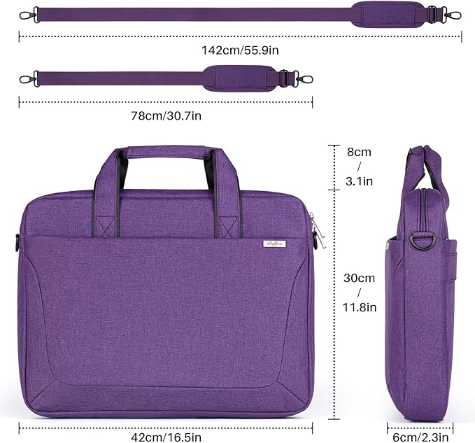 BAFFINA 17 17.3 Inch Laptop Shoulder Bag for Men Women,Waterproof Computer Carrying Case Messenger Bag with Strap for 17-18" HP Dell,Laptop Briefcase for Office business Travel College School,Purple
