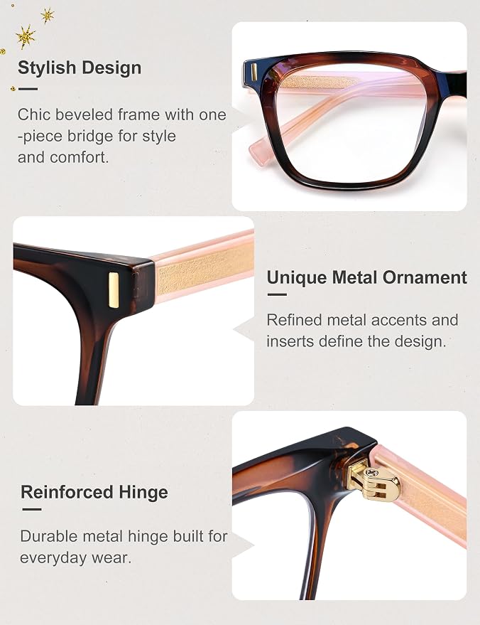 Madison Avenue Trendy Sqaure Blue Light Blocking Glasses for Women with Case, Stylish Anti Glare Glasses for Computer