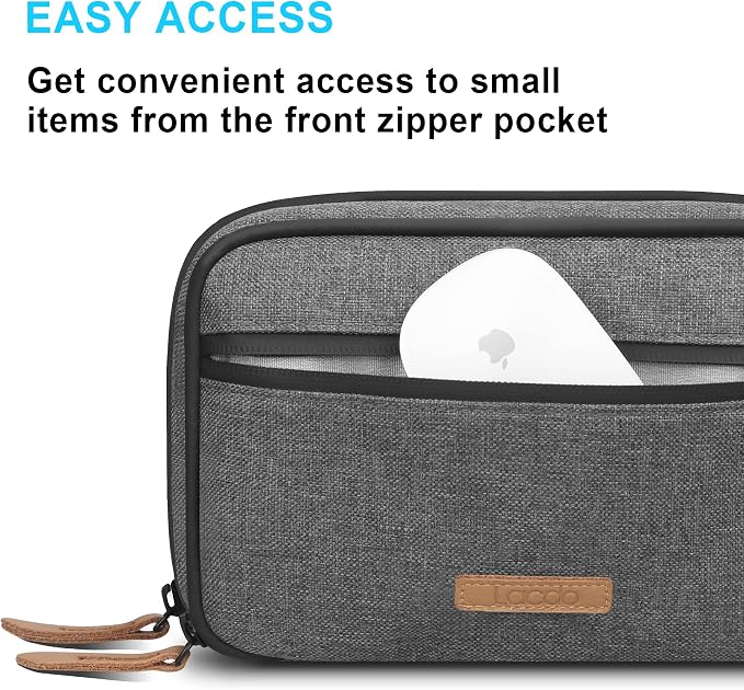 Lacdo Electronic Organizer Accessory for MacBook Charger, Cables, Power Bank, Hard Drive, Travel Cords, SD Card, Water-resistant Storage Bag with Card Slots for Memory Card, Gray