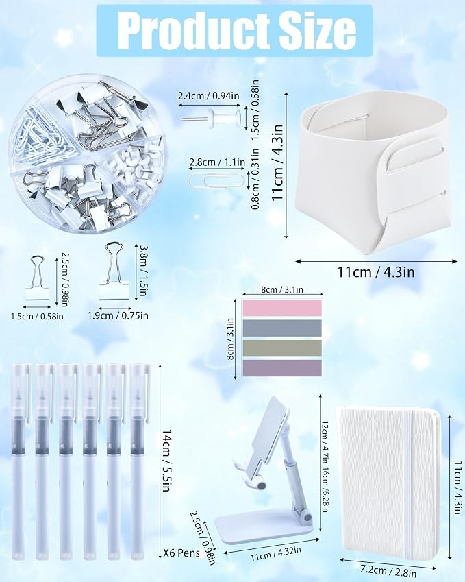 LXEVIHK 20Pcs White Desk Organizers and Accessories With Mesh Desk Organizer and 360°Rotating Pen Holder and a Lot of Office White Office Supplies Beautifully Presented in a Gift Box