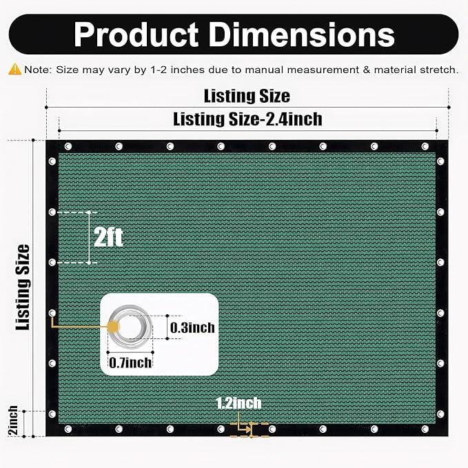 Artpuch 90% Sun Shade Cloth, 6 x 12 FT Pergola Shade Cover Canopy with Grommets, Sun Screen Fabric Tarp for Patio, Outdoor, Garden, Backyard, Green