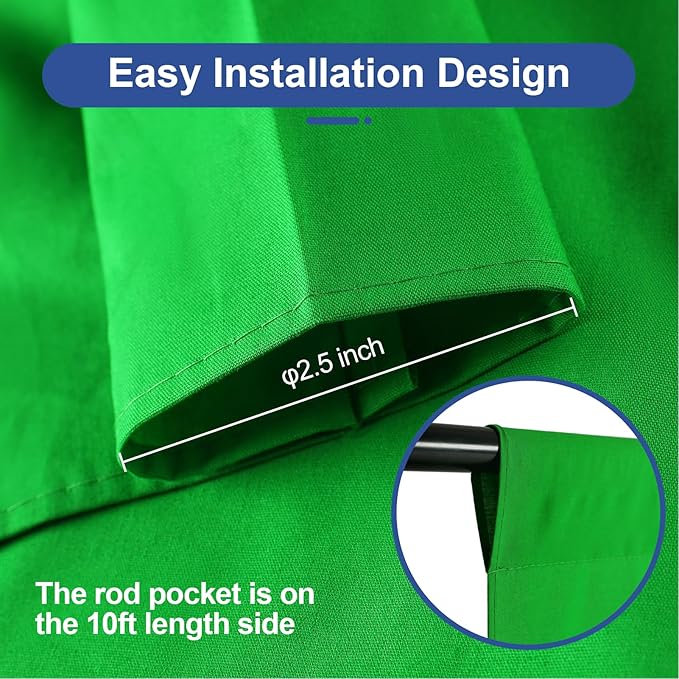 EMART Green Screen Backdrop, 10 x 20 Ft Photography Greenscreen Background Sheet Fabric Kit for YouTube Video Streaming Zoom, Small Photo Chromakey Muslin Cloth Curtain with 4 Clip