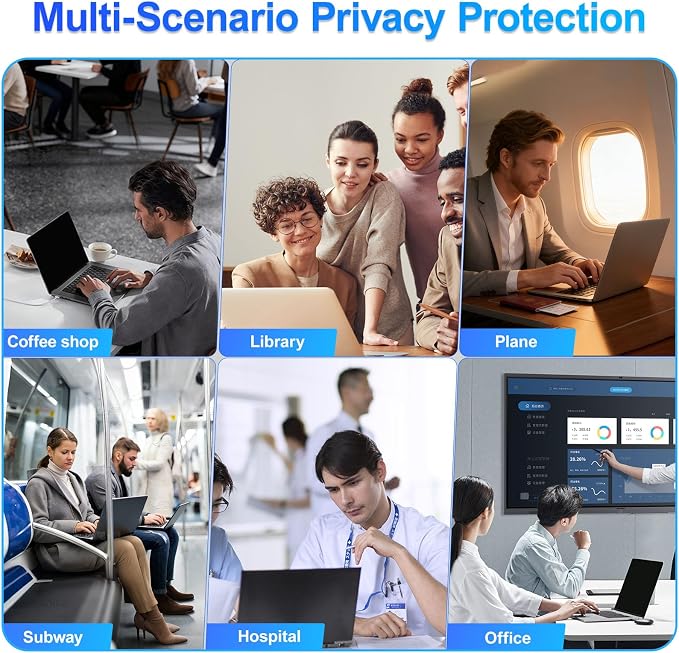 Magnetic Laptop Privacy Screen 13.3 Inch 16:9 Display, Removable Computer Screen Privacy Shield, Anti-Glare Blue Light Protector Compatible with Dell Hp Lenovo Acer Asus Samsung