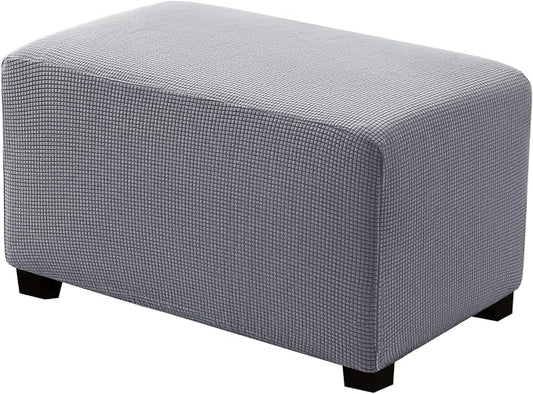Ottoman Covers Ottoman Slipcovers Folding Storage Stool Washable Furniture Protector,Elastic Foot Stool Foot Rest Protector for Living Room Bedroom,Large,Light Gray
