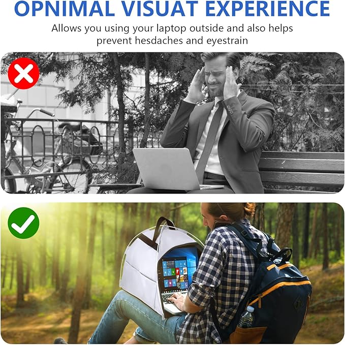 HoYiXi Universal Laptop Sun Shade and Privacy Foldable Shield Working Outdoor Travel Sun Shield for 13-16 inch MacBook Air Pro Dell Asus PC,(Have patents),Grey