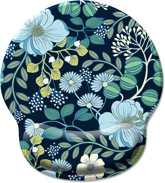Hancynir Floral Flower Mouse Pad with Wrist Rest, Ergonomic Cute Gel Mousepad Wrist Support, Computer Gaming Mouse Pad with Pain Relief Non-Slip PU Base for Desk Accessories Home Office Decor Supplies