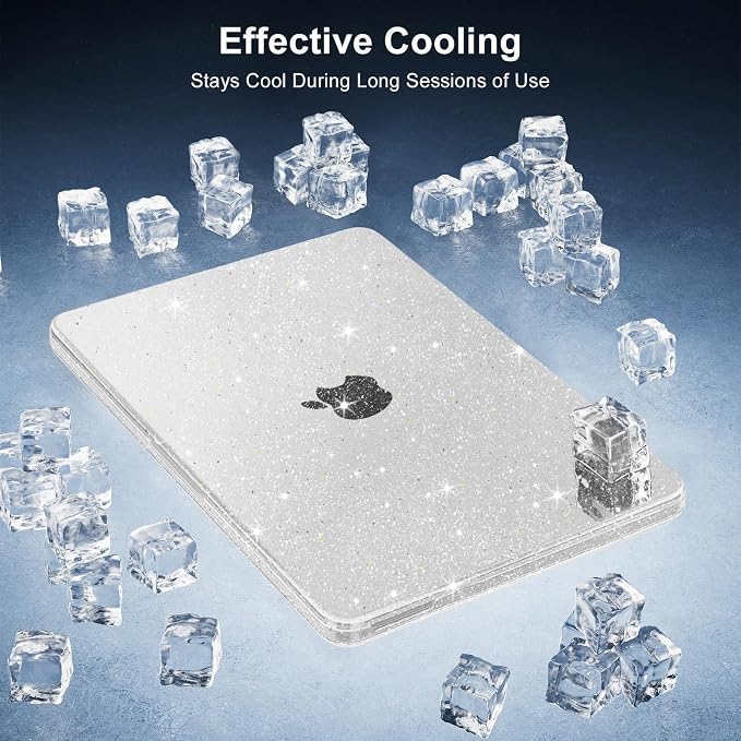MOSISO Sparkly Glitter Case Compatible with MacBook Neo Case 13 inch 2026 Release Model A3404 with A18 Pro Chip, Crack-Resistant Protective Hard Shell Case&Keyboard Cover&ScreenFilm&Pouch, Transparent