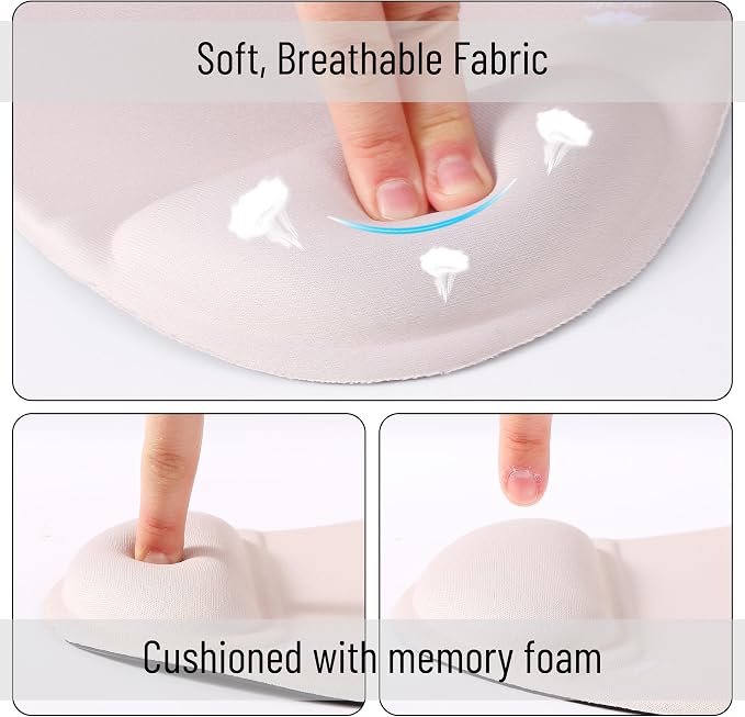 Mr. Pen- Ergonomic Mouse Pad with Wrist Rest, Breathable Fabric with Memory Foam Cushion, Non-Slip Rubber Base, Gel Mouse Pad with Wrist Support