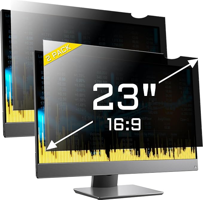 ZYY 2 PACK Computer Monitor Privacy Screen 23 Inch for 16:9 Aspect Ratio Desktop, Removable Monitor Anti Glare & Privacy Filters, Anti Spy Shield, UV Screen Protector, Anti Scratch Film