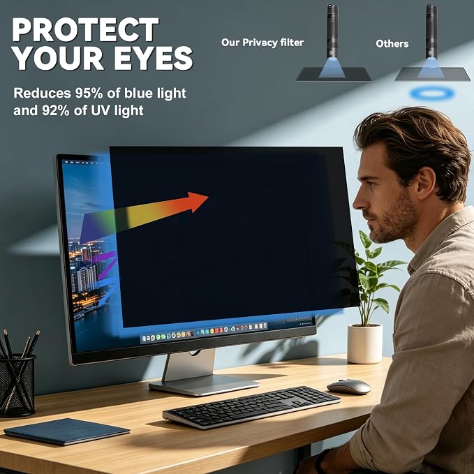 [2 Pack] 19 Inch Privacy Screen for Computer Monitor Blue Light Screen Protector Anti Glare Anti-Scratch Monitor Privacy Shield Screen 19 Inch 16:10 Aspect Ratio