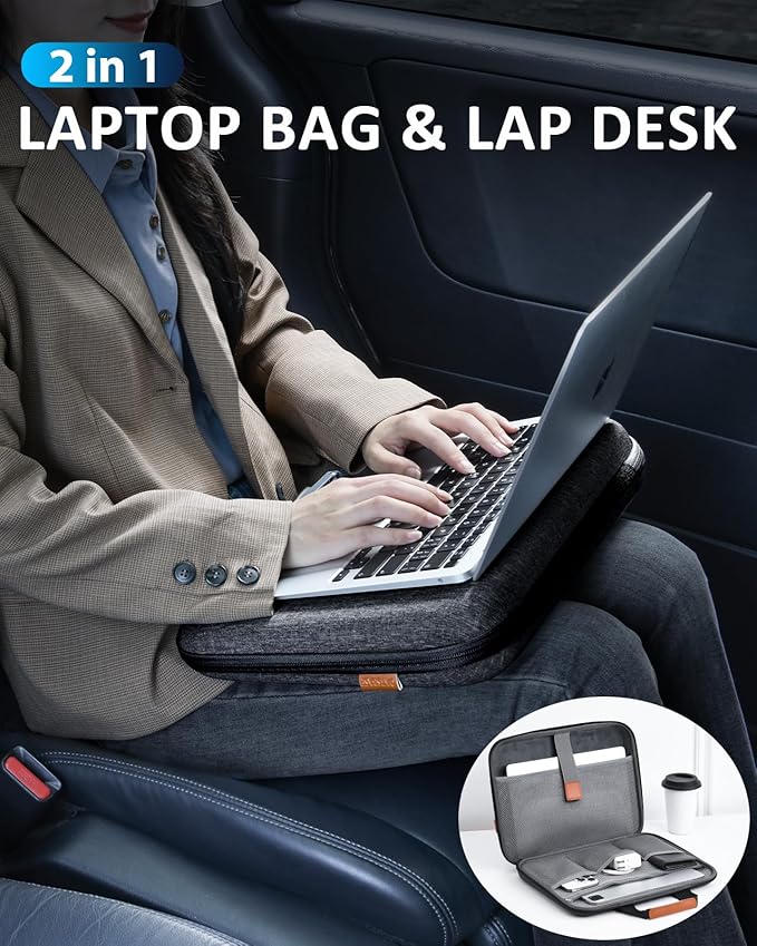 Hard Laptop Case 13 Inch for HP Dell Lenovo ASUS Acer - 2 in 1 Laptop Sleeve & Lap Desk with Stopper and Book Clip, Shockproof Waterproof 14.2 MackBook Pro Case - Black