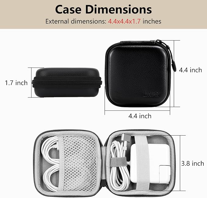 Charger Case for Macbook, Portable Tech Electronic Organizer Bag, Small Travel Storage Pouch for Laptop Accessories, MacBook Power Adapter, Charging Cords, USB Drives, Power Bank (Black, M)