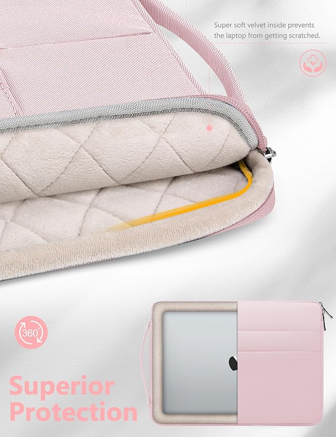 HYZUO 15-16 Inch Laptop Sleeve Bag for MacBook Pro 16 M5/M4/M3/M2/M1 Pro/Max A3428 A3429 2026-2019, 15" Surface Book, Notebook Case for 15" 15.6" HP Dell Lenovo Asus Acer Samsung, Pale Pink