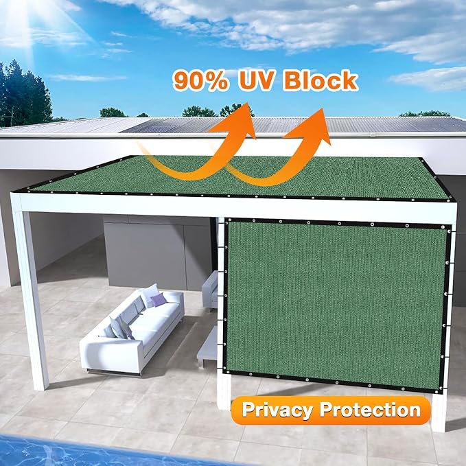 Artpuch Outdoor Pergola Shade Cover 11' X 13' Sun Shade Cloth with Grommets, 90% UV Protection Canopy Patio Privacy Screen (Customized Available) GN107, Green