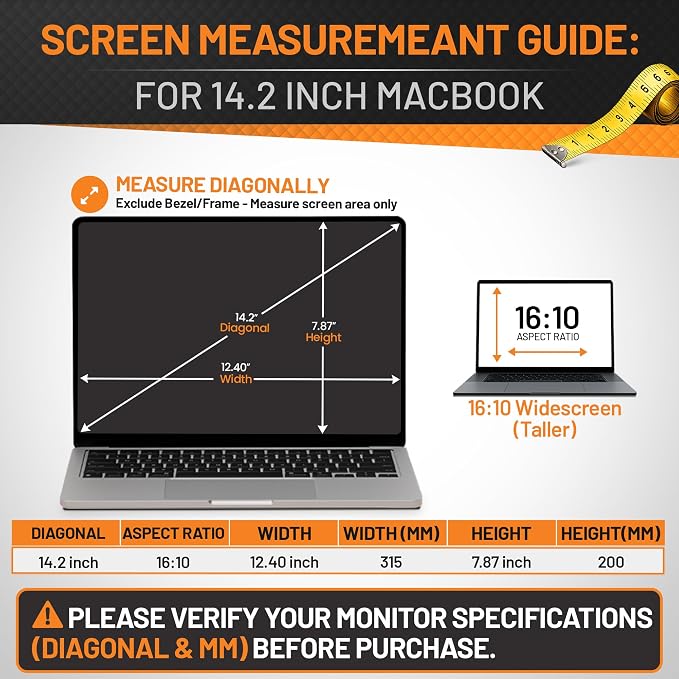 Privacy Screen Filter 14.2 Inch | MacBook Pro 14 Inch M1 Privacy Filter | Magnetic Laptop Screen Protector | Anti Glare Blue Light Blocking Magnetic Guard | Matte Eye Protection