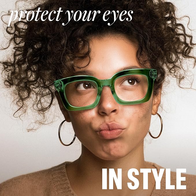 IBOANN Oversized Blue Light Glasses for Woman, Funky Fashion Glasses With Preppy Look, Reduce Screen Fatigue Computer Glasses