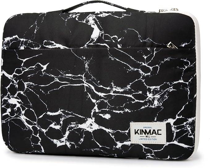 Kinmac 360° Heavy Duty Protective Laptop Computer Sleeve case Bag Cover with Handle for MacBook Air 15 inch,15 inch-15.6 inch HP Lenovo Dell ASUS Acer Laptop (Black Marble)
