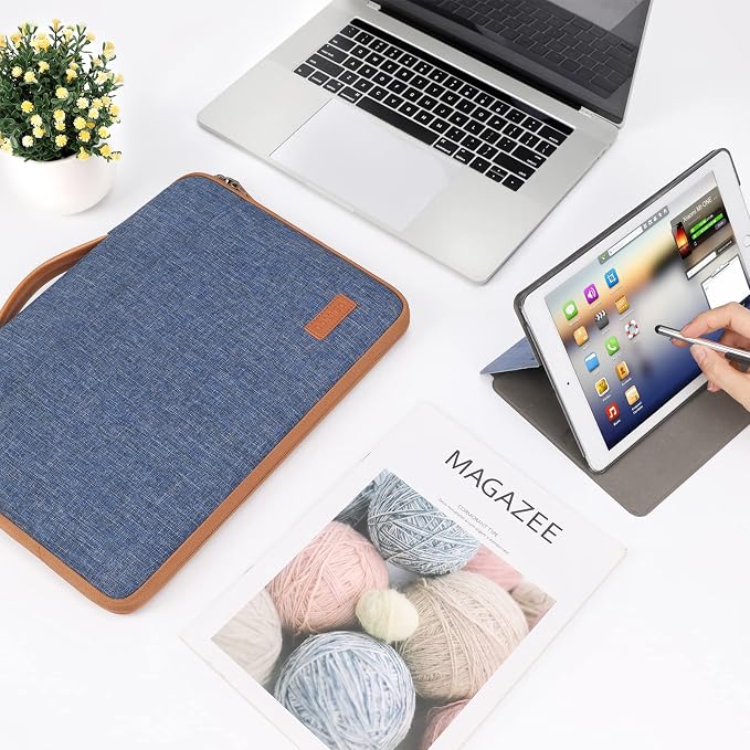 DOMISO 16 inch Laptop Sleeve Protective Case Cover Compatible with 16 16+ inch HP Dell ASUS Lenovo Chromebook,Waterproof Computer Cases Bag with Handle,Blue