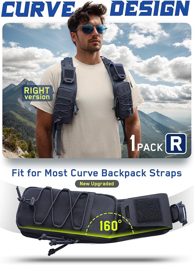 WYNEX Molle Backpack Accessories Pouch of Curve Design Version, Tactical Backpack Strap Pouch Hiking Backpack Attachment Pack