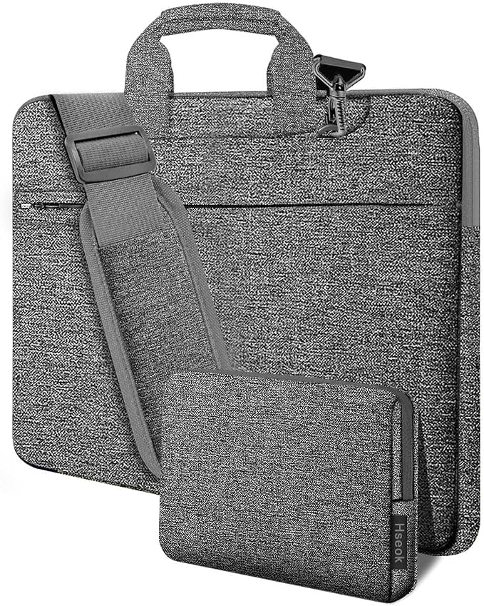 Hseok Laptop Shoulder Bag 17-17.3 inch Case, Durable Shockproof Protective Briefcase with Multi-Pockets Compatible with Lenovo Most 17-17.3 inch HP Acer Dell ASUS MSI Notebooks,Dark gray