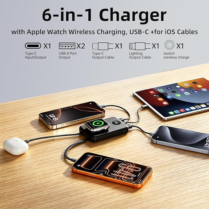COPINK 15000mAh Mini Portable Charger Power Bank [for Apple Watch], Fast Charging Battery Pack with [PD‑C+L] for Apple Ecosystem, for iPhone 17 Air 16 15 14-8 Pro Max, iPad, AirPods and Apple Watch