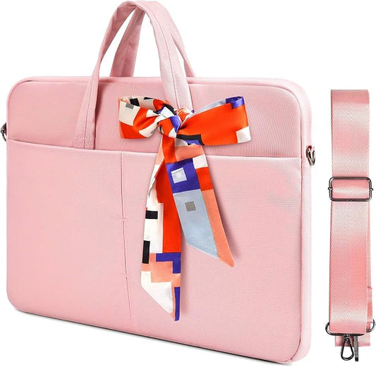 14-15 Inch Laptop Sleeve Shoulder Bag Women Ladies Briefcase for Macbook Pro 14" M5/M4/M3/M2, Macbook Air 15 M5/M4, HP Pavilion 14, Lenovo ASUS Chromebook 14, Dell Inspiron 14, Acer Carrying Case,Pink