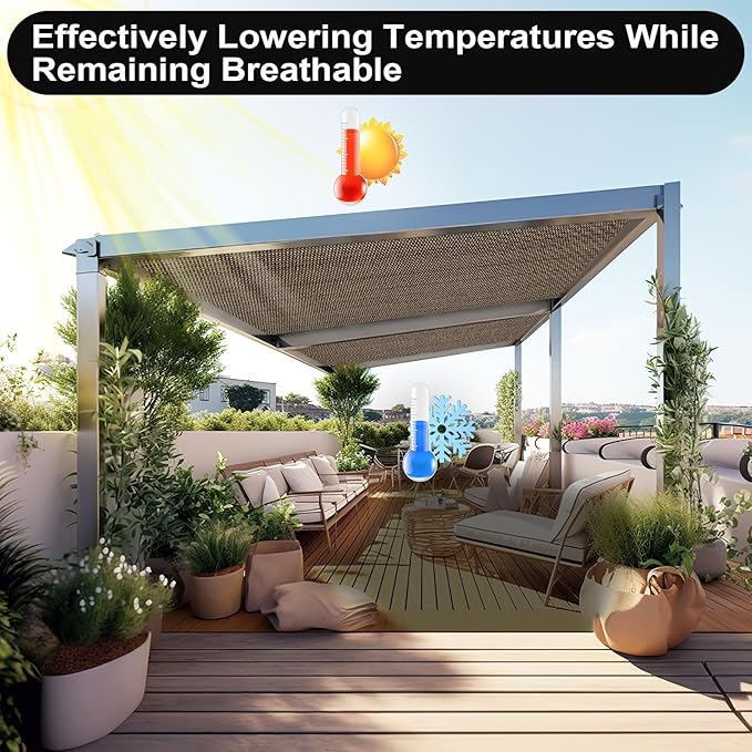 Artpuch 90% Sun Shade Cloth, 4 x 8 FT Pergola Shade Cover Canopy with Grommets, Sun Screen Fabric Tarp for Patio, Outdoor, Garden, Backyard, Mocha