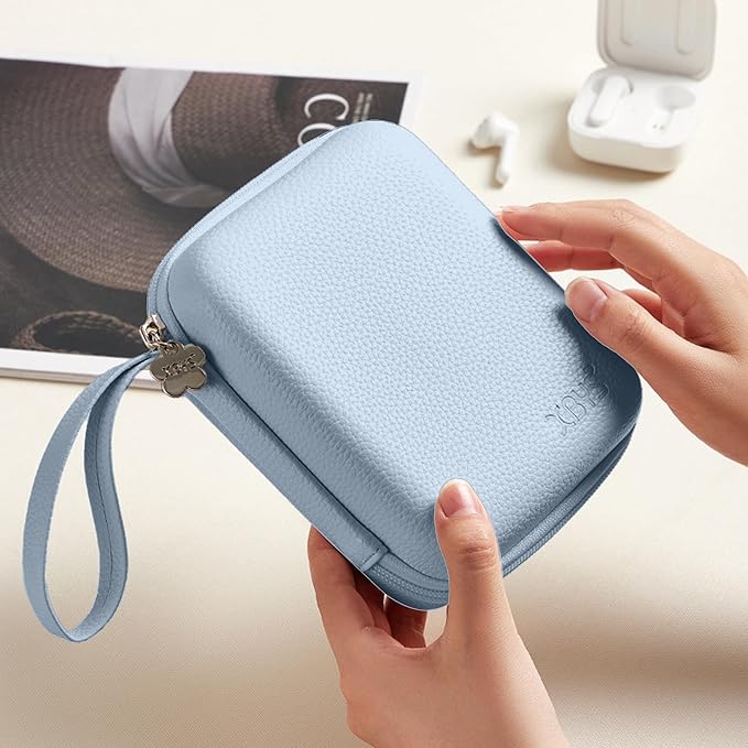 Charger Case for Macbook, Portable Tech Electronic Organizer Bag, Small Travel Storage Pouch for Laptop Accessories, MacBook Power Adapter, Charging Cords, USB Drives, Power Bank (Blue, L)