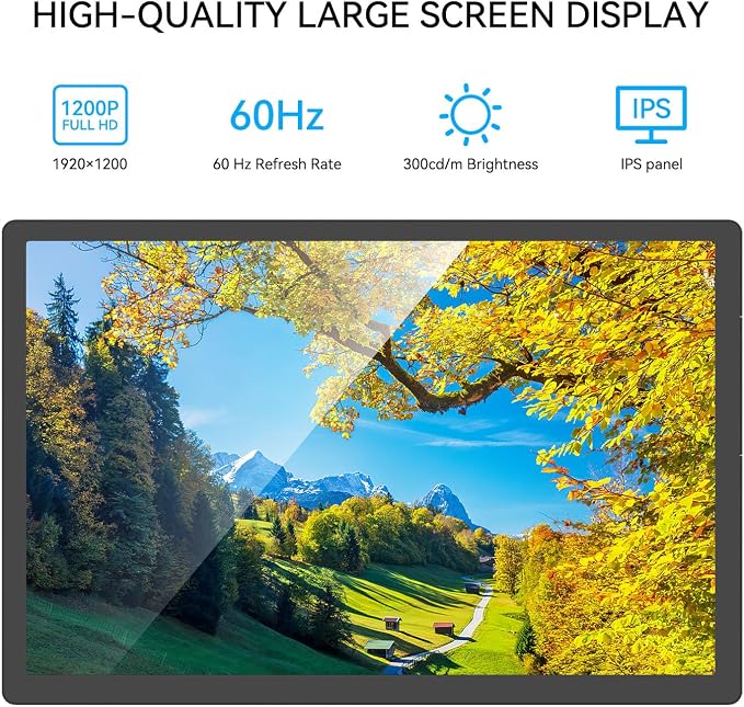 ADREAMER 13.3" Triple Screen Laptop Monitor Extender, Detachable 3 Screen Monitor for Laptop 13"-16", 1920x1200 IPS 16:10, 1 Cable for 3 Displays, Compatible with Wins/Mac.