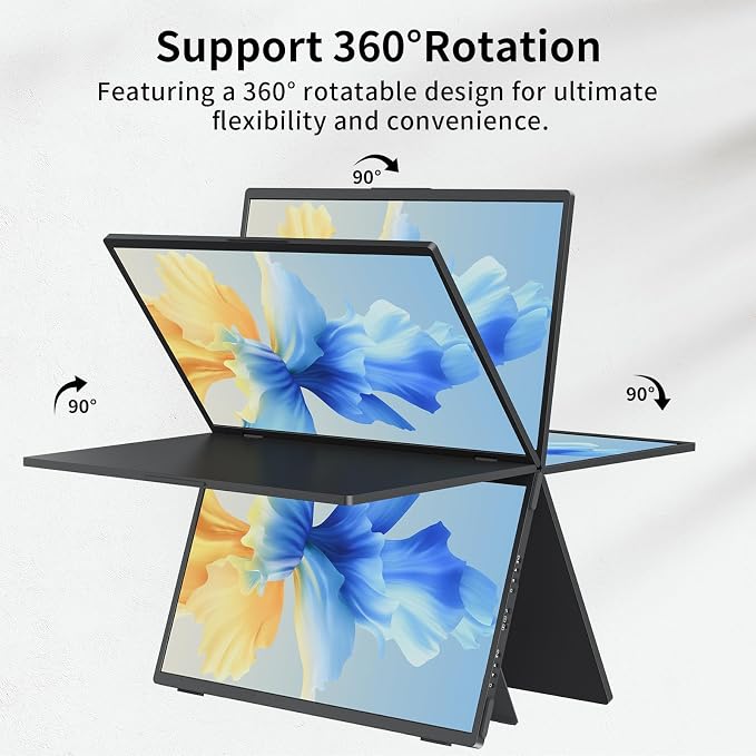 Laptop Screen Extender,15.6" Dual Monitors (Wins/Mac) Folding Stacked Portable Dual Monitor, USB C Travel Extended Computer Display with Triple Portable Monitor for Laptop PC Windows Mac