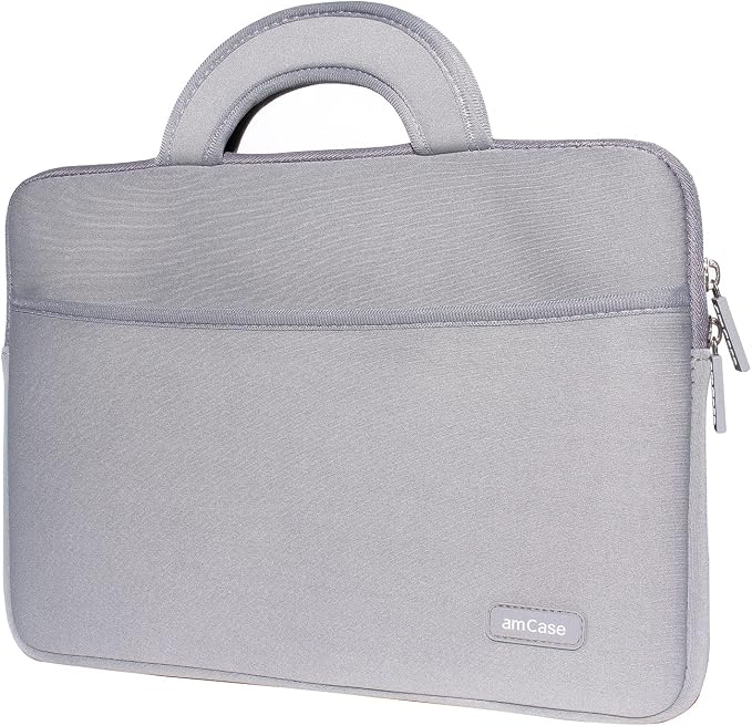 amCase Chromebook Case Travel/Carry Sleeve with Handle-Black (11.6 to 12 inch, Grey)