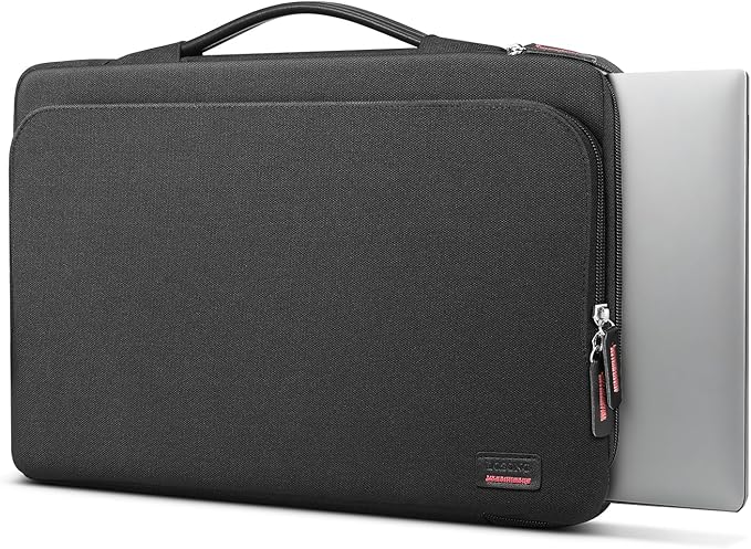 15.6 Inch Laptop Sleeve Case, Protective Carrying Cover for 15-15.6 inch Dell, acer, HP, Lenovo, ASUS Notebook Ultrabook, Large Accessory Pocket and Water Resistant for Travel Laptop Bag, Black