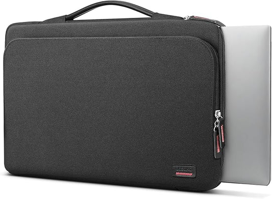 15.6 Inch Laptop Sleeve Case, Protective Carrying Cover for 15-15.6 inch Dell, acer, HP, Lenovo, ASUS Notebook Ultrabook, Large Accessory Pocket and Water Resistant for Travel Laptop Bag, Black