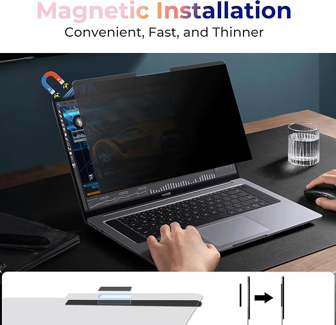 Magnetic Laptop Privacy Screen 14 inch for 16:9 Privacy Shield, 14" Removable Computer Monitor Anti Glare Protector Blue Light Filter, Compatible with HP/Dell/Acer/Lenovo/Samsung/ASUS (12.2x6.9inch/ W x H)