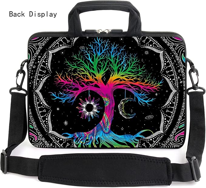 AMARY 17" Laptop Shoulder Bag Carrying Case Adjustable shoulder straps, comfortable handle, front pocket for storing mouse (Color Tree)