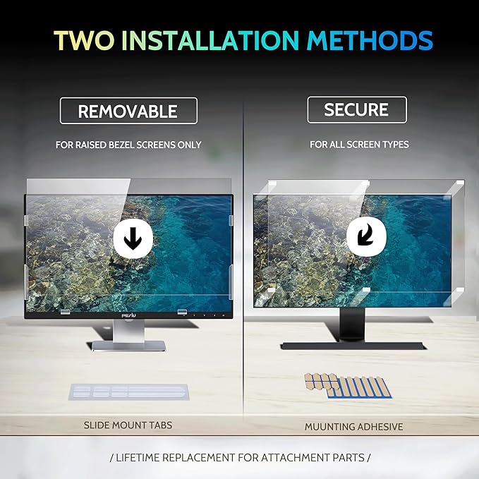 Peslv [2 Pack] 32 Inch Privacy Screen for Computer Monitor 16:9 Aspect Ratio, Eye Protection Anti Blue Light Glare Shield, 32inch Removable Black Blackout Anti Spy Desktop Security Private Filter