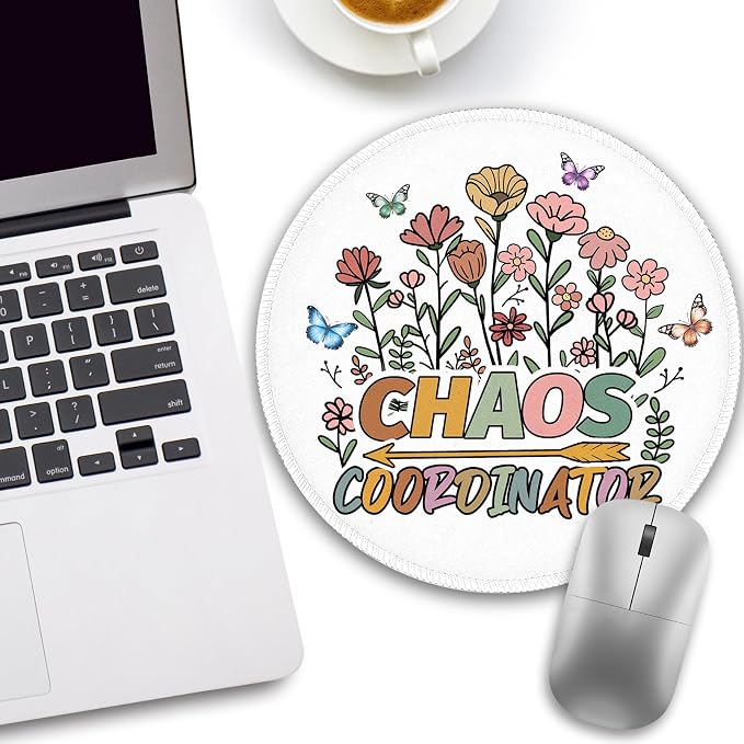 Chaos Coordinator Office Work Mouse Pad, Small Round Mouse Pads for Desk, Mini Travel Mousepad for Wireless Computer Laptop, Desk Accessories, 8.6 x 8.6 inch