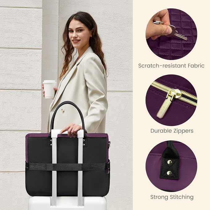 LOVEVOOK Teacher Tote Bag for Women Work, Nurse Bags With Large Cup Holder Laptop Bag With Laptop Compartment, Professional Computer Briefcase Business Purses, Diaper Bag Mother Gift, 15.6 Inch