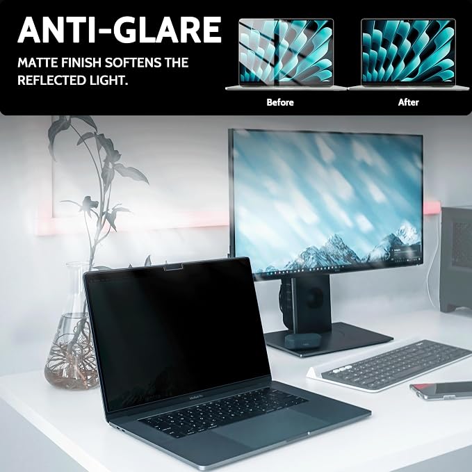 Peslv Magnetic 4 Way Privacy Screen for Macbook Air 15 Inch (2023-2026, M2, M3, M4, M5), Removable Matte Anti Glare Blue Light Protector, 360 Private Security Filter for 15.3" Mac Laptop Computer