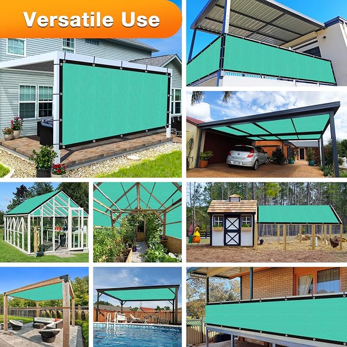 Artpuch Outdoor Pergola Shade Cover 12' X 24' Sun Shade Cloth with Grommets, 90% UV Protection Canopy Patio Privacy Screen (Customized Available) GN107, Turquoise