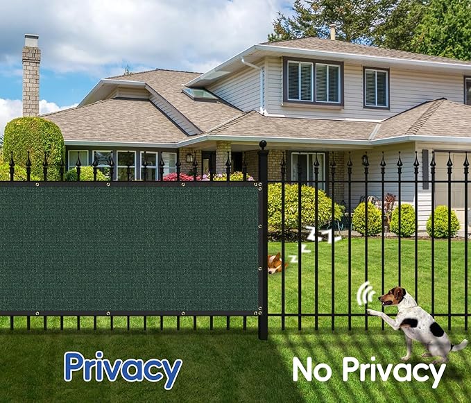 Bynbbur 6' x 15' Privacy Fence Screen Green Net Fencing 90% Blockage Windscreen Mesh Shade Cover with Copper Grommet for Patio Backyard Garden Deck Pool, Zip Ties Included