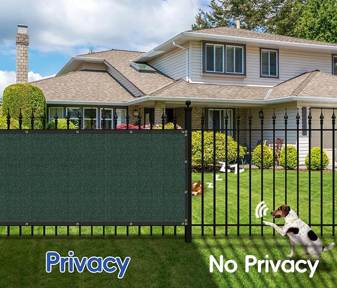 Bynbbur 6'x91' Privacy Fence Screen Net Fencing 90% Privacy Blockage Windscreen Fence Cover with Copper Grommet for Patio Backyard Garden Swimming Pool, Zip Ties Included, Green