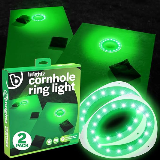 Brightz LED Cornhole Board Ring Lights, 2-Pack - 48-Hour Battery Life - Illuminate Your Game with Dazzling Glows and Ultimate Style for Non-Stop Evening Fun and Excitement (Includes Hole Lights Only)