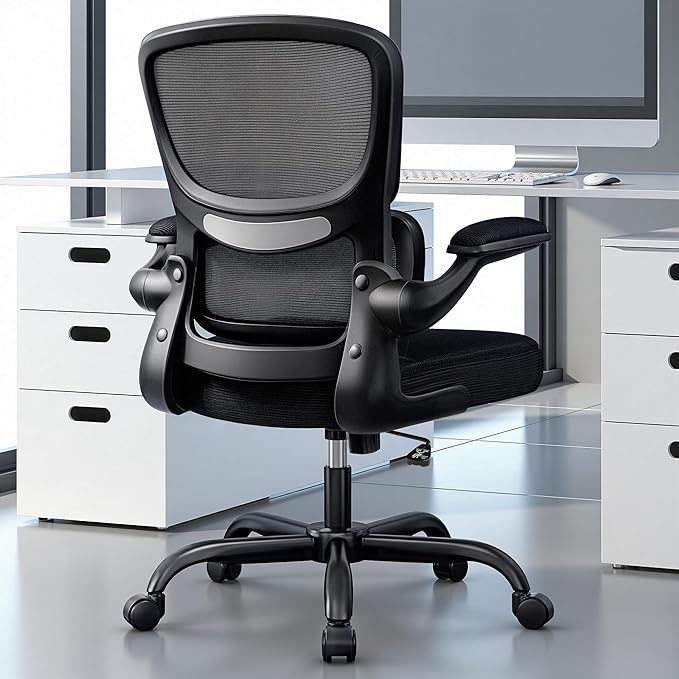 ALLGOD Ergonomic Office Chair, Breathable Mesh Ergonomic Desk Chair with Lumbar Support, Flip-up Armrests, Computer Chairs Comfortable for Home, Office, Work, Standard, 6 Pack