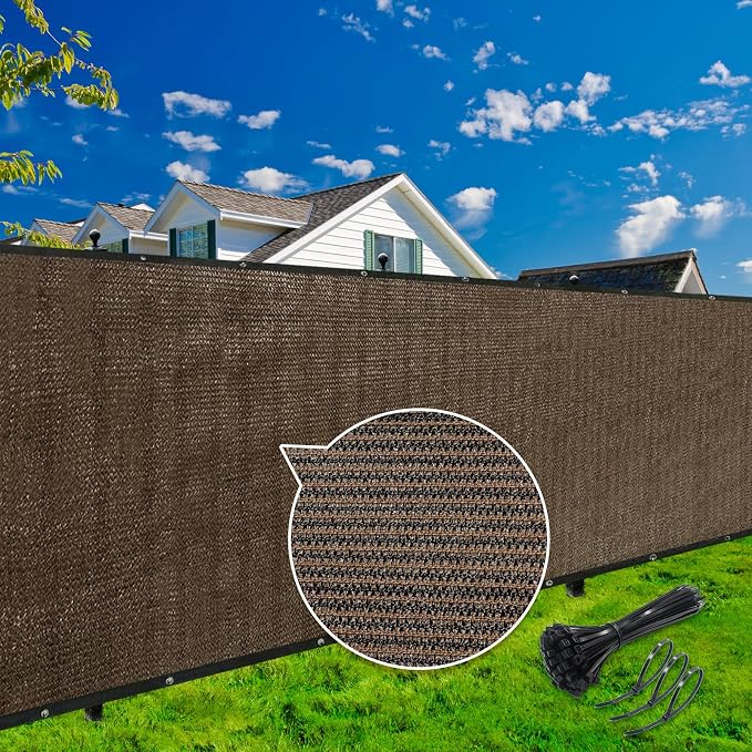KANAGAWA 4ft x26ft Balcony Privacy Screen Fence, 90% Blockage Heavy Duty 175 GSM Fencing Mesh Net Cover for Outdoor Wall Garden Yard Backyard, Cable Zip Ties Included, Brown