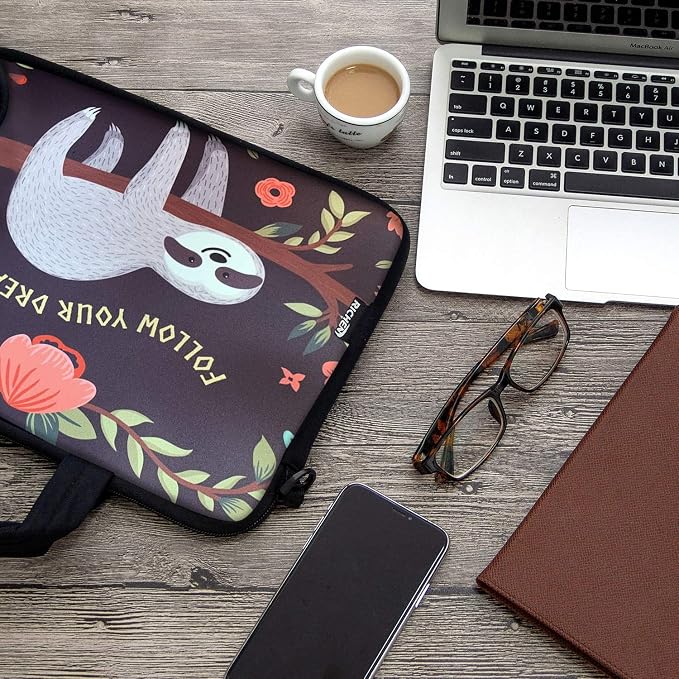 RICHEN 14 15 15.4 15.6 inch Laptop Shoulder Bag Messenger Bag Notebook Handle Sleeve Neoprene Carrying Tablet Case with Accessories Pocket (14-15.6 inch, Sloth)