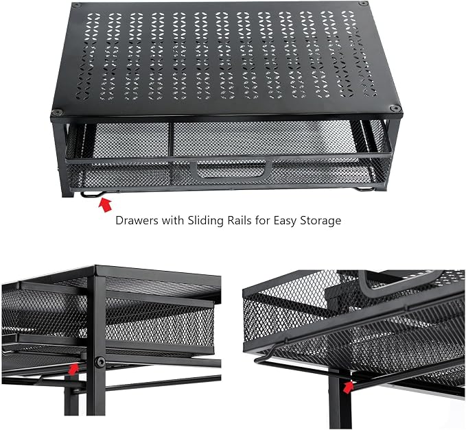 Metal Computer Stand for Desk,Monitor Riser with Drawer ,Desktop Stand for Laptop,Printer and Monitor,Black