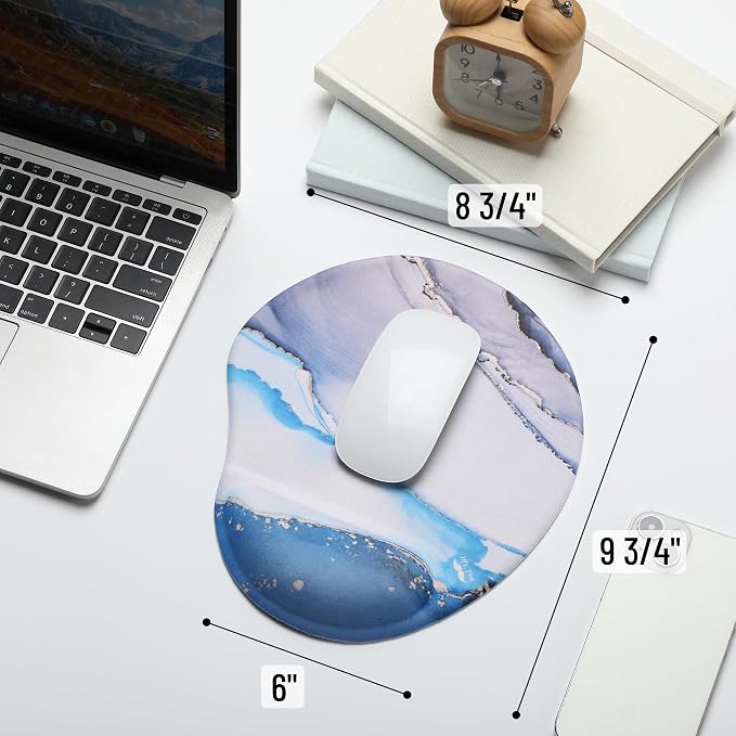 Mr. Pen- Ergonomic Mouse Pad with Wrist Rest, Glacial Blue Marble Design, Breathable Fabric with Memory Foam Cushion, Non-Slip Rubber Base, Gel Mouse Pad with Wrist Support